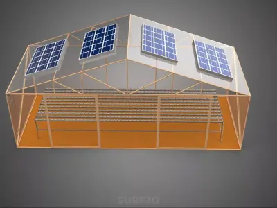 INDOOR SOLAR PANEL HYDROPONIC GREENHOUSE GLASSHOUSE FARM GARDEN 3D model