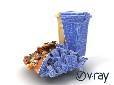 Trash Pile and Bin Debris Scene model pack Low-poly 3D model