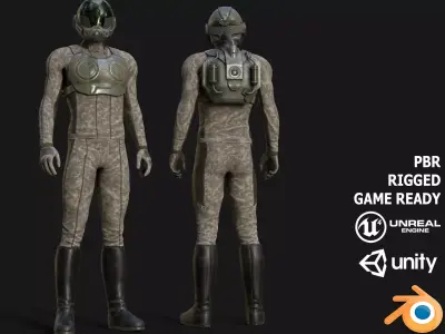 MX01 Male Space Suit Green LITE VERSION Low-poly 3D model