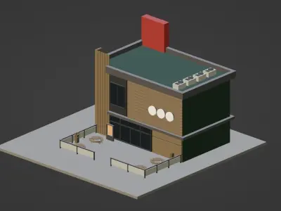 Fast Food Restaurant Low-poly 3D model