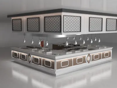 BUFFET restaurant counter with lighting fixtures Low-poly 3D model