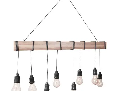 Tomas Black Wood Grain Kitchen Island Light Pendant 3D model
