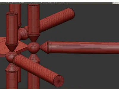 Designer ceiling lamp castle Low-poly 3D model