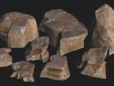 Mountain Rocks - 3D Models PBR Pack 01 Low-poly 3D model