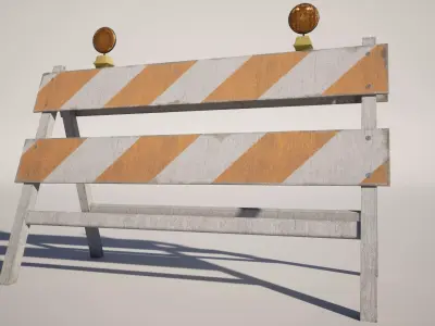 Traffic Barrier and Cone Low-poly 3D model