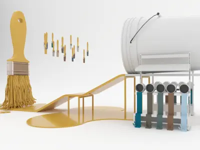 Paintbrush Playground 3D Asset  Stylized Game Environment 3D model