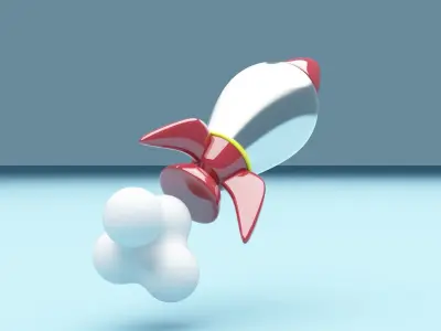 Cartoon rocket 3D model Textured