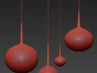 CASTORE pendant light with three balls hanging from ceiling 3D model