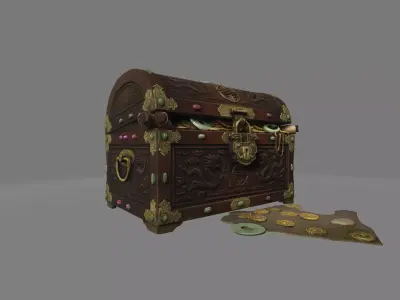 Chinese empire chest Low-poly 3D model