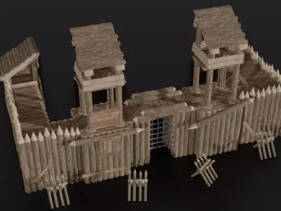 Wood Castle modular pack Low-poly 3D model