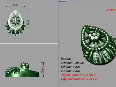 Pendants Collection diamond ring with different measurements 3D print model