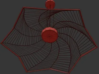 Acrylic pendant light with leaf shape hanging from it 3D model