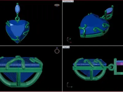 Heart Pendant Designs with Stones 3D Printable file 3D print model