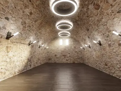 Cellar Interior V1 - Stone Vault Stone Vault with Wooden Floor 3D model