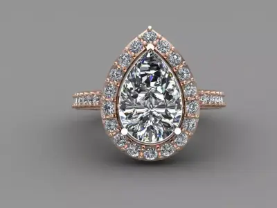 Rose Gold Women Diamond Ring 3D print model 3D print model 49