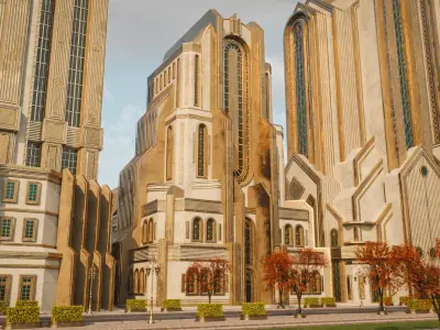 FANTASY ART DECO ARCHITECTURE CLASSIC 01 Low-poly 3D model