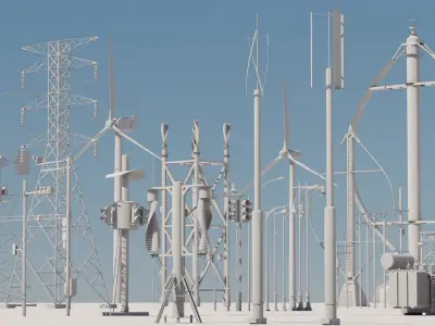 Radio Towers Electric and Street Infrastructure 3D Model Pack