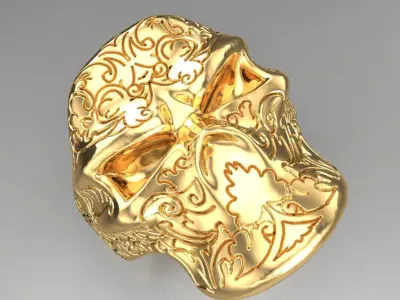 Light Gold Diamond Men Ring 2MR050 3D model