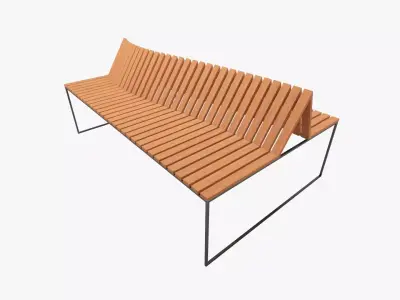 Wooden And Metal Bench Low-poly 3D model