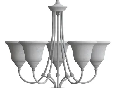 HARMONY five light chandelier with glass shades 3D model