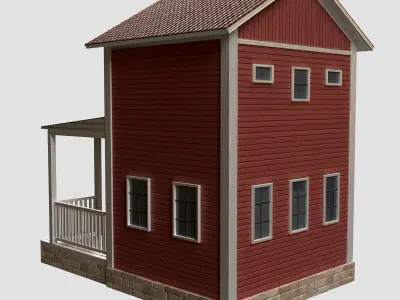 A low-poly 3D model of a home house Low-poly 3D model