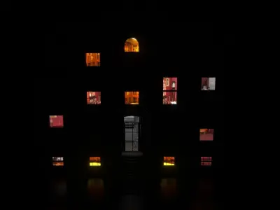 Building 1 - Brick Building with Blocks 3D model