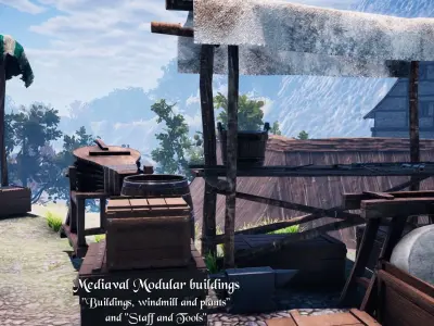 Medieval Modular City - Big package 6 in 1 Low-poly 3D model