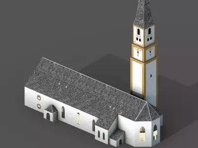 Pfronten Pfarrkirche Low-poly 3D model