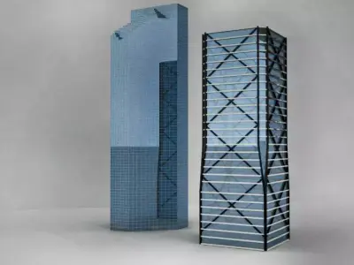 High-rise building tower low poly Low-poly 3D model