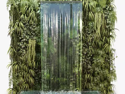 Wall Plants with waterfall 3D model