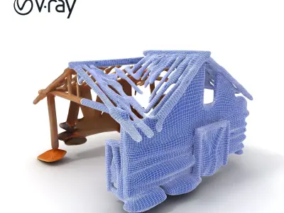 Rustic Wooden Barn Model Pack Low-poly 3D model