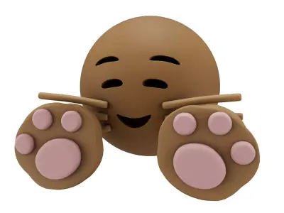 Cat Smiling Face With Cat Paw Emoji v1 003 Low-poly 3D model