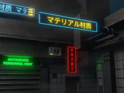 Cyberpunk Street Scene Street Sign 1 3D model