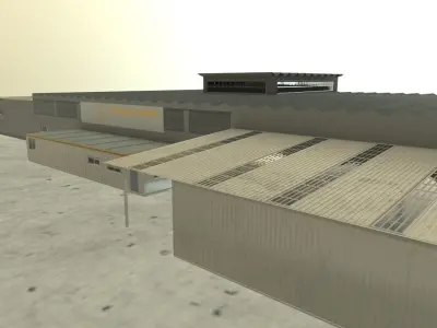 EDDB Lufthansa Technic Hangar Low-poly 3D model