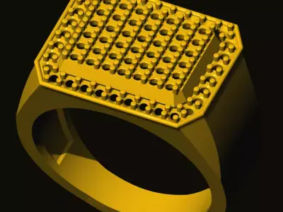 rings gold ring with diamonds 3D print model