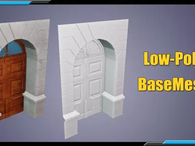 Building Architecture Element Textured Base Mesh 15 Low-poly 3D model