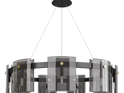 JANICE modern chandelier with glass and gold accents Low-poly 3D model