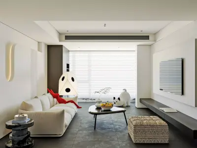 Modern Minimalist Living Room 056 3D model