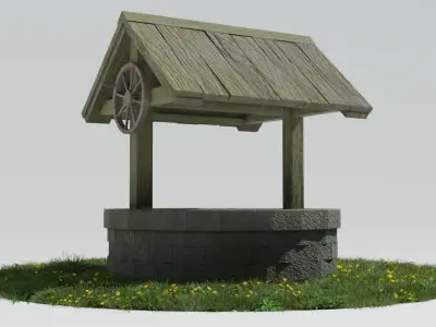 Old Well GameReady Low-poly 3D model