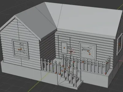 Old Abandoned Wooden House Low-poly 3D model