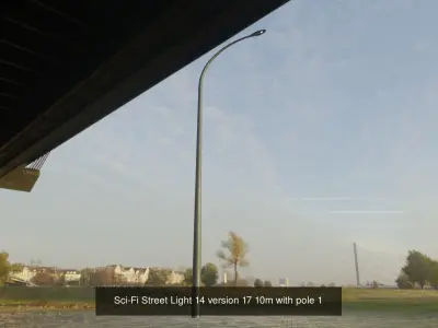 Sci-Fi Street Light 14 with pole 1 3D Model Pack