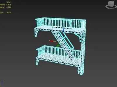 Fire Escape PBR 3d model - Game Ready Low-poly 3D model