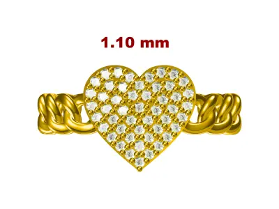 Heart ring Diamond Ultra light Minimal Women 3D print model 3D print model