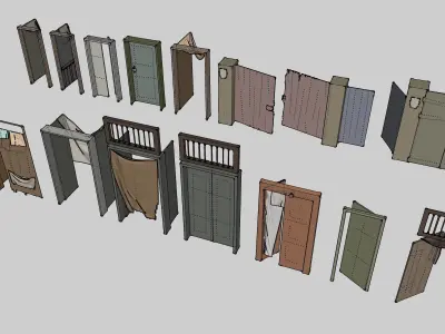 Village Door Pack Low-poly 3D model