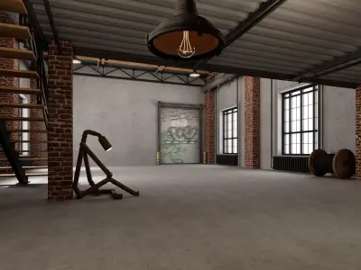 Warehouse industrial loft home office 3 3D model