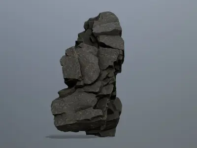 Stone rock Low-poly 3D model 3