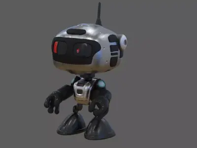 Cute Robot Low-poly 3D model 4
