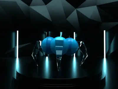 quad-bot spider robot Low-poly 3D model