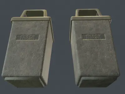 Concrete Trash Bin PBR Game Ready Low-poly 3D model