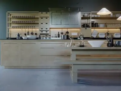 Wooden modern kitchen  3D model